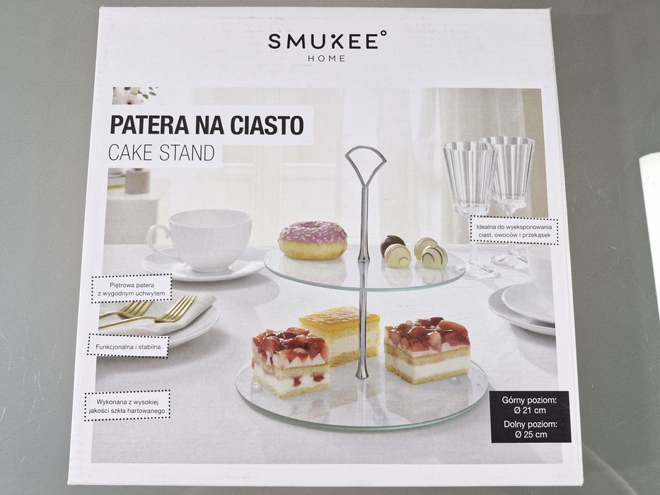 Patera Dwupiętrowa Etażerka Szkło Hartowane