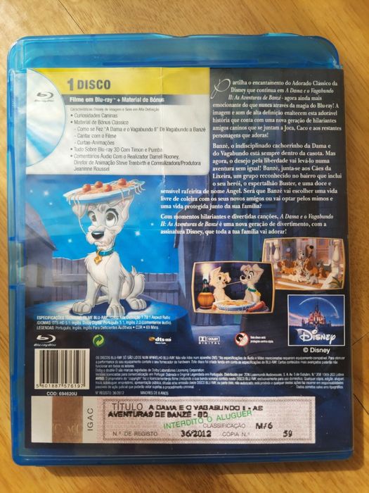 A dama e vagabundo/lady and tramp blueray