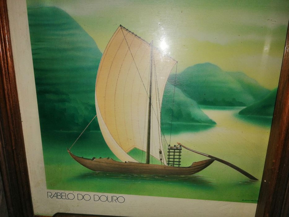 3 quadros antigos com motivo de barcos