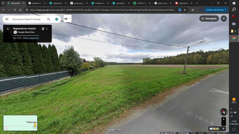 Działka rolna 5 i 6 klasy z WZ (bezterminowe) - pow. 7153m2