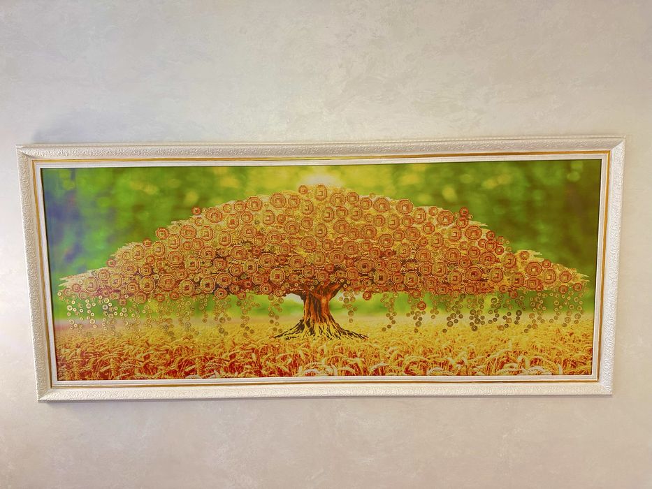 Картина алмазная вышивка Денежное дерево, новая, 150Х65