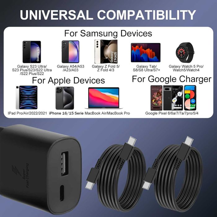 25 W carregador USB C múltiplo carregamento rápido tomada para Samsung