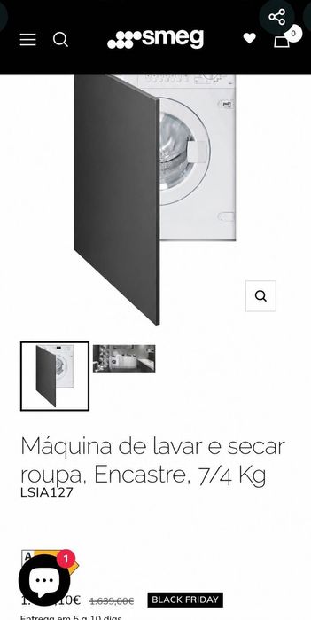 Máquina de lavar e secar roupa Smeg - encastre