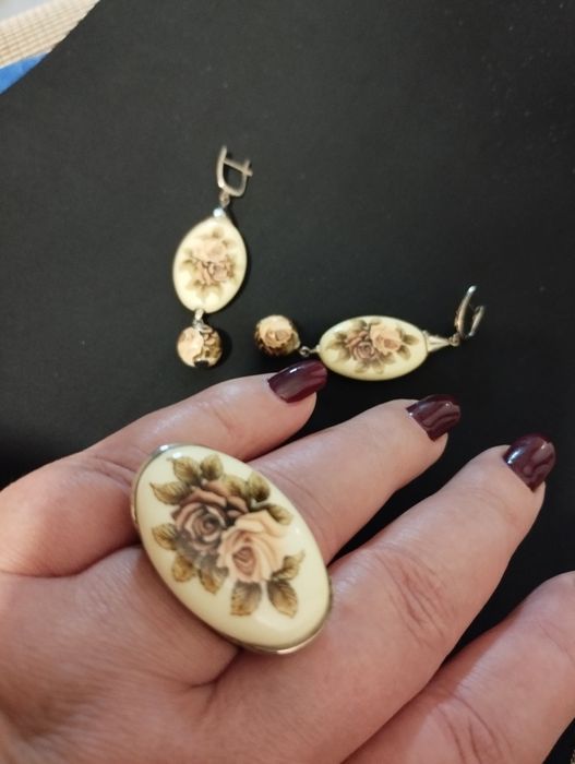 Кольцо и серьги серебро