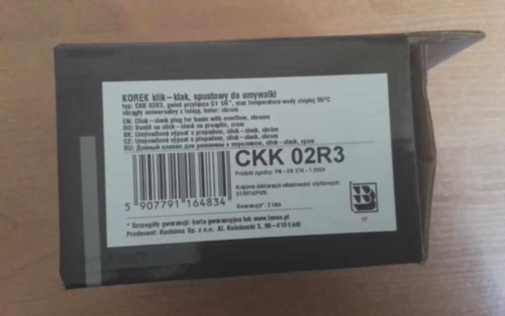 Korek klik klak do umywalki