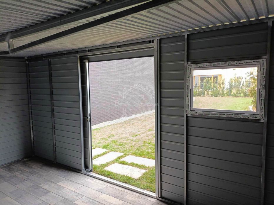 Schowek - domek ogrodowy 5,5x2,5m drzwi przesuwne  antracyt ID1086