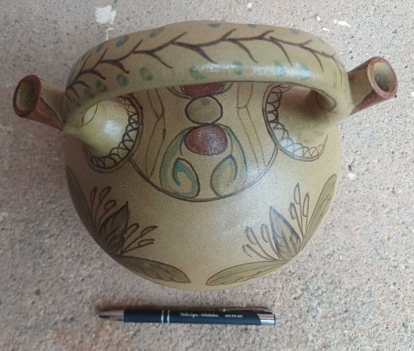 Bilha para água, com 2 bocas, cerâmica decorativa