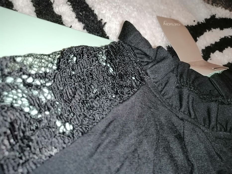 Orsay Koszula Bluzka Z wstawkami z koronki, i ozdobną stójką NOWA xs-M