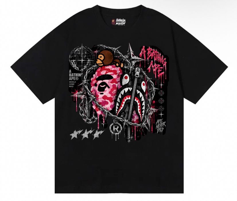 Футболка BAPE Custom Pink Camo Logo унисекс бейп черная тишка Новые модели отличный вариант на подарок