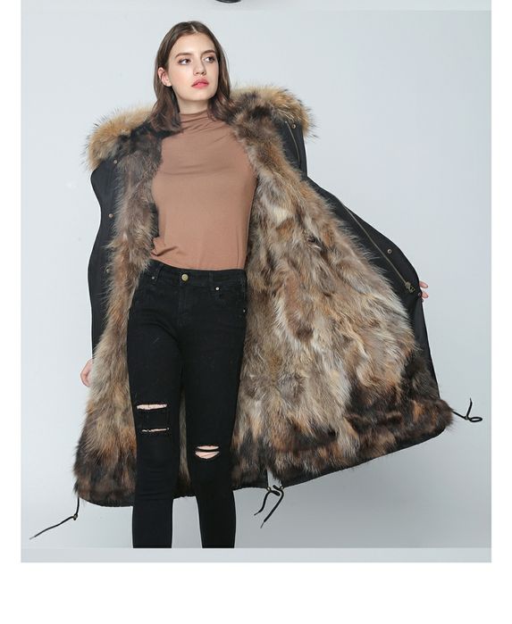Парку з натуральним хутром єнота довга, xxl. xxxl