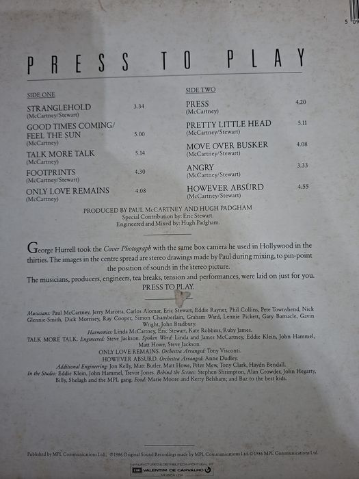 Vinil Paul McCartney " Press to Play "