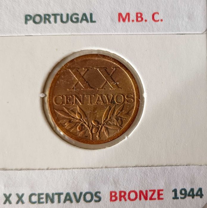 4 Moedas de XX Centavos da 2ª República Portuguesa ( Bronze )