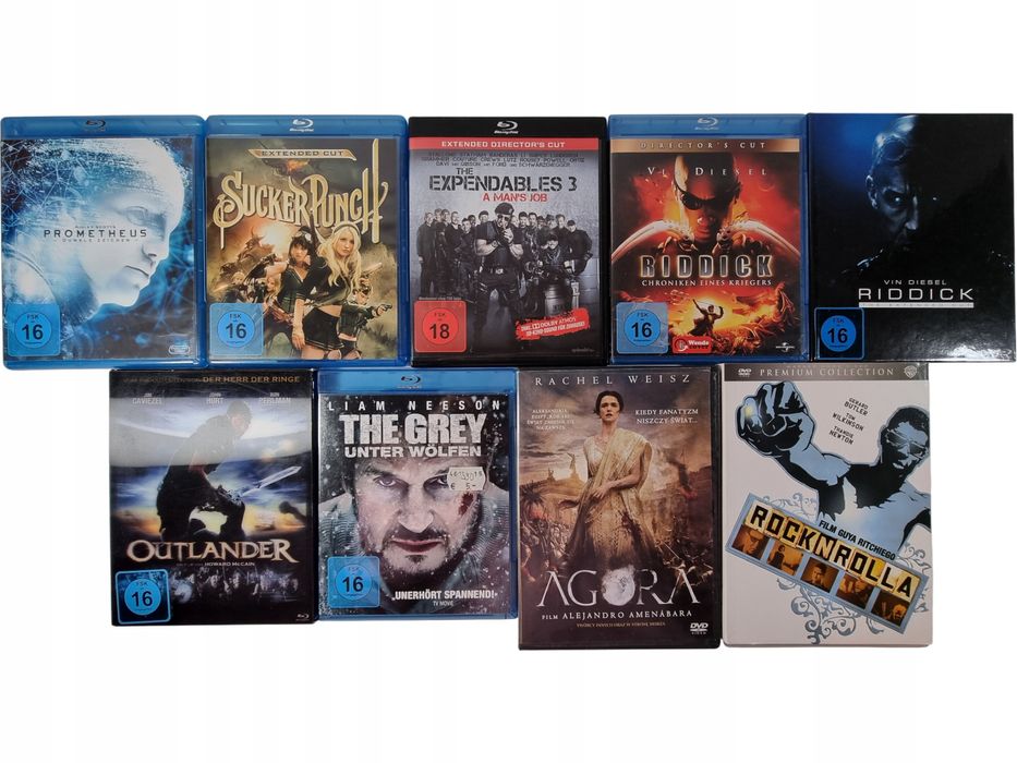 Zestaw płyt Blu-ray + DVD Riddick Prometeusz Expendables / 9 filmów