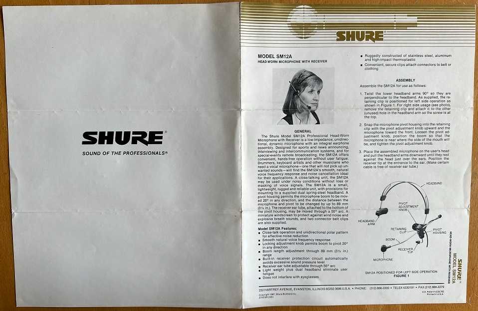 Microfone de cabeça Shure SM12A