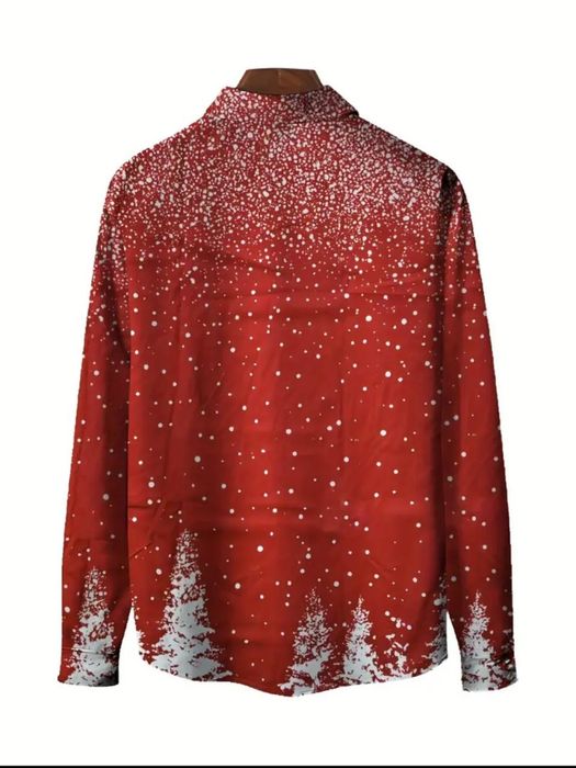 Стильна чоловіча сорочка з новорічним принтом (під смокінг)