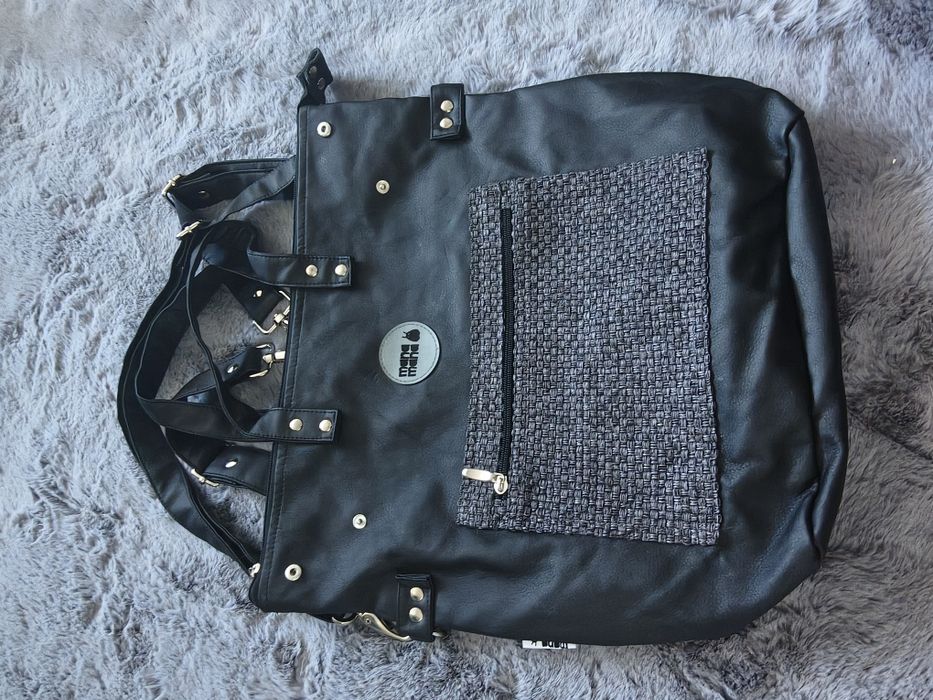 Piękny plecak torebka 3w1 jak nowa czarna mana mana polski