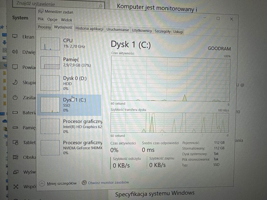 Laptop Acer 15,6 i3-7130U gtx940mx