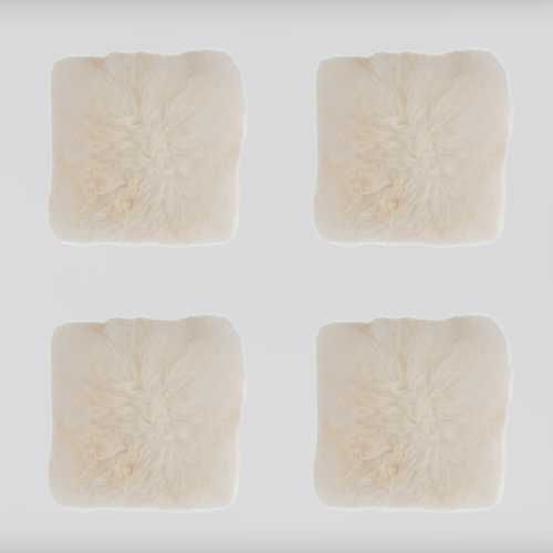 Zestaw 4 Podkładek na Krzesło Skóra Owcza Naturalna Biała