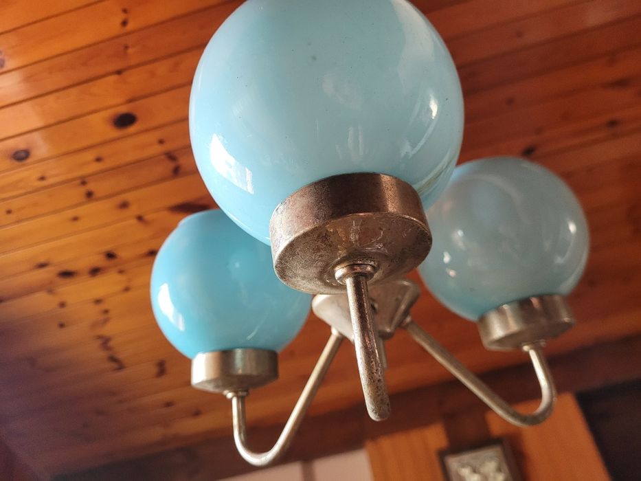 Lampa wisząca lata 1920-30 unikat rarytas przedwojenna trójpunktowa bł