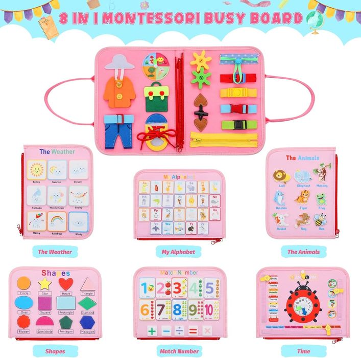 Edukacyjna sensoryczna książeczka 3d z montessori dla dzieci z filcu