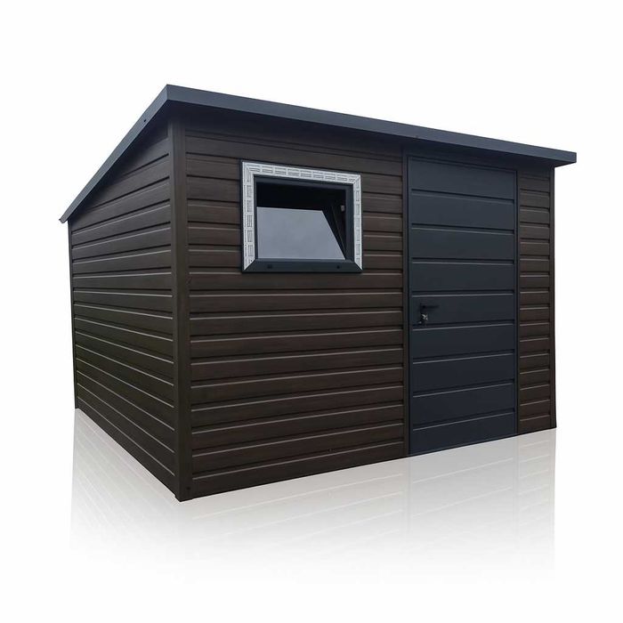 Domek Ogrodowy / Garaż 2.5x3 Blacha Orzech, Drzwi i Okno MONTAŻ GRATIS