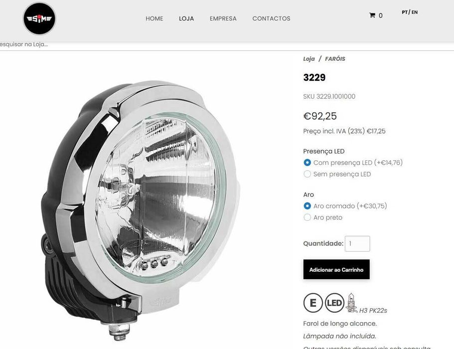 Par de faróis SIM de longo alcance (3 pares disponíveis)
