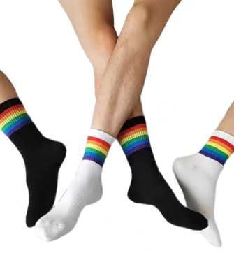 Tęczowe skarpetki męskie długie 2 pary 39-44