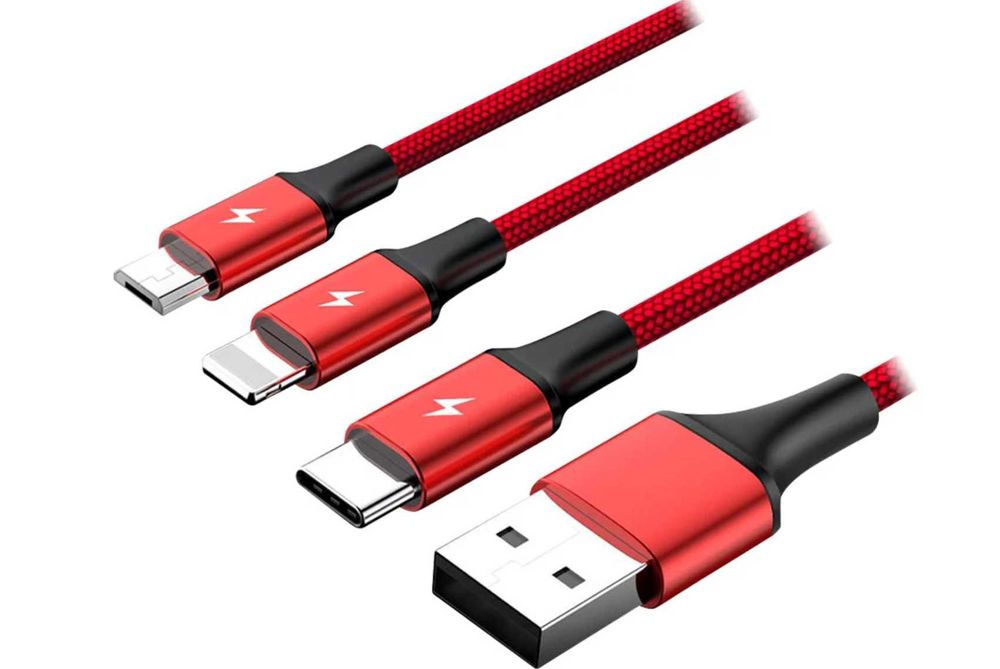 Kabel USB Unitek 3w1 Lightning, micro USB, USB-C 1,2m Nowy