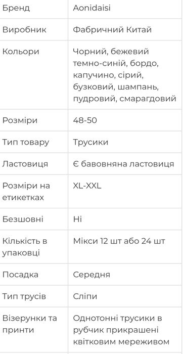 Трусики жіночі  розмірXl