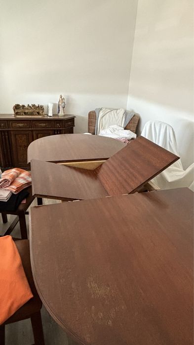 Mesa redonda madeira extensível vintage