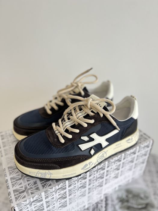 Premiata Lander 483 Navy / Brown / Cream — чоловічі кросівки,