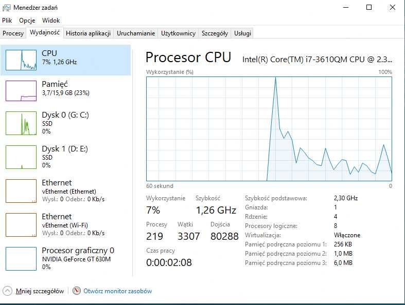 Laptop ASUS i7, 16GB RAM, 1TB SSD + 512 SSD, GeForce GT 630M, WiFi6