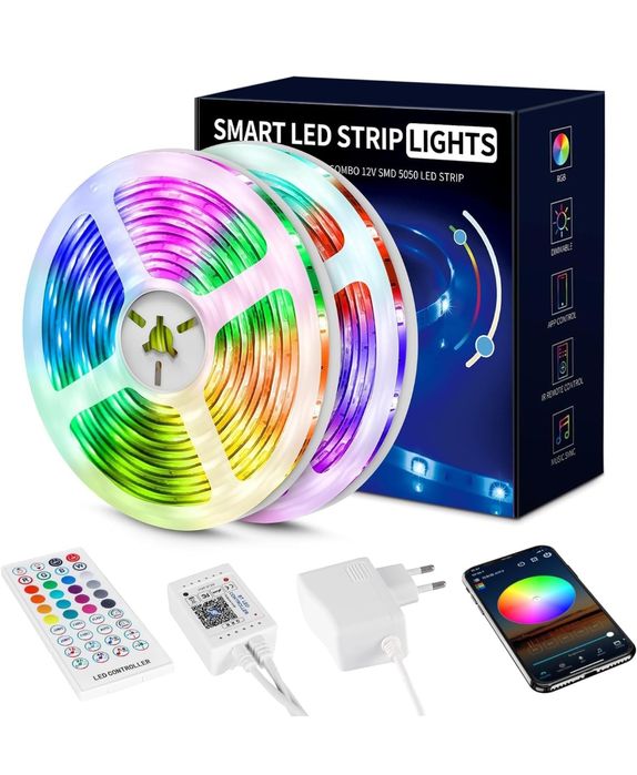 Fita led 20M rgb BLUETOOTH APP para quarto casa, bar, restaurante NOVO