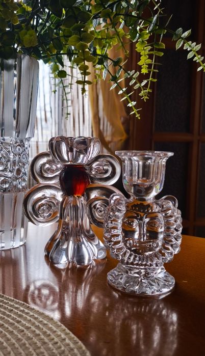 Подсвечник підсвічник хрусталь кришталь цветное старинное стекло декор