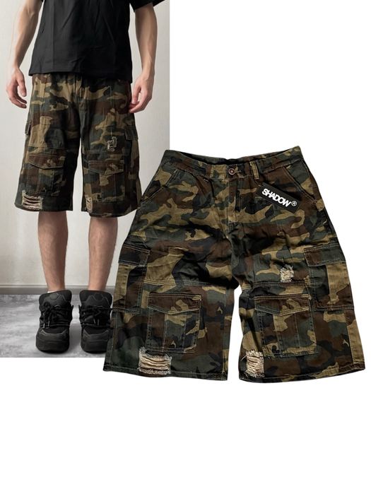 Baggy shorts  | Широкі шорти зелені камо оверсайз камуфляжні type jaded flared racer реп беггі sk8 y2k skate rap зелений камофляж камуфляж військові