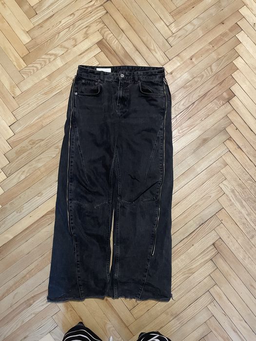 zara flared zip jeans