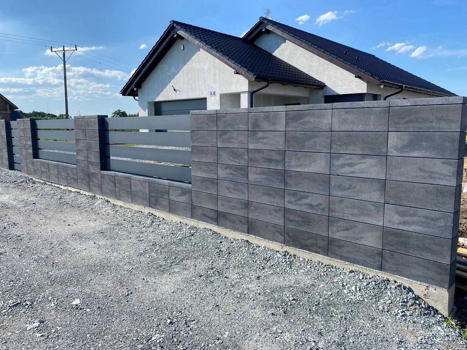 Bloczek pustak modułowy gładki na ogrodzenie Roma Horizon NERO