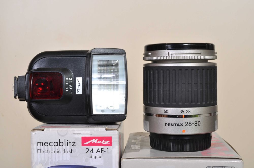 Zoom Pentax FA 28x80 + Metz P-TTL Flash for Pentax. New, with invoice.64739778380291124