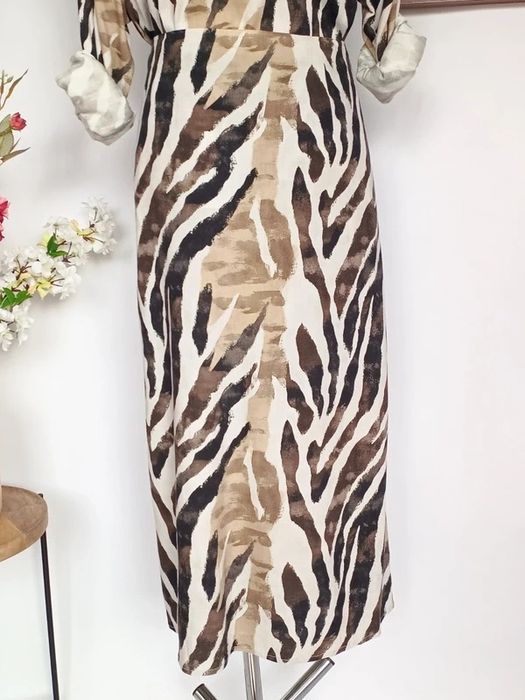 Spódnica midi zebra ZIZZI 46 48 bawełna wiskoza silk touch unikat