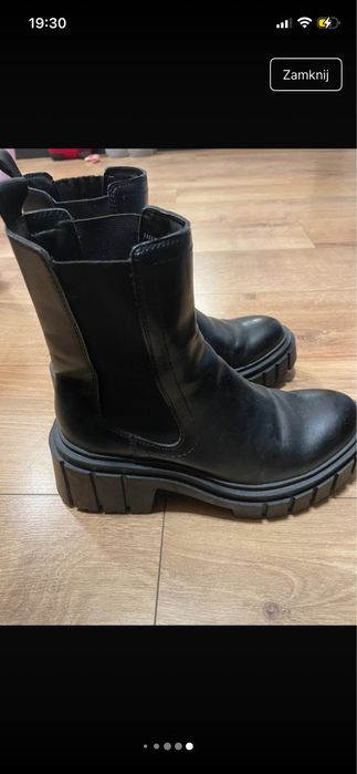 Czarne kozaki 37 sztyblety botki catwalk trapery