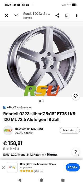 Диски 5.110 r18 Rondell KBA 48891