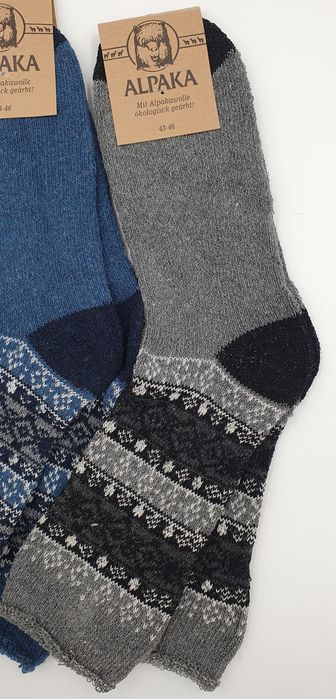 Ciepłe grube skarpety zimowe męskie Thermo alpaka 43-46 wełniane