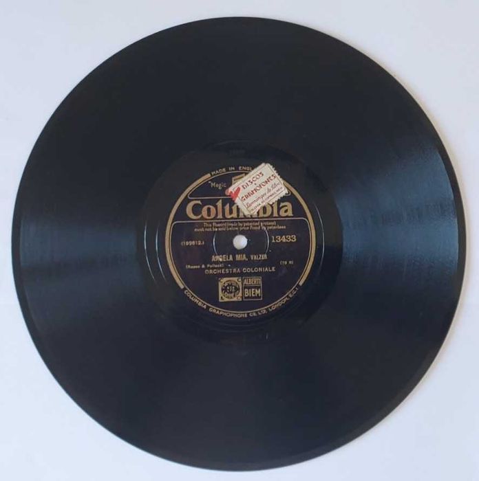 Disco de 10 polegadas 78 RPM Angela Mia e outra