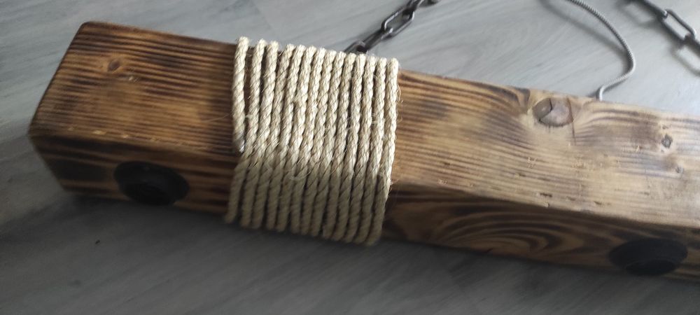 Drewniana Lampa LOFT ze starej belki