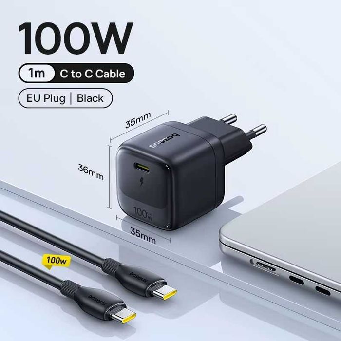Зарядний пристрій Baseus EnerFill FH22 100W Black з кабелем USB-C в комплекті