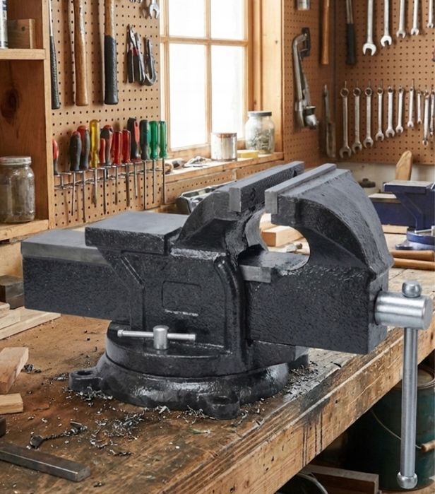 Imadło Ślusarskie Warsztatowe 125mm Obrotowe z Kowadło Żeliwne Stołowe