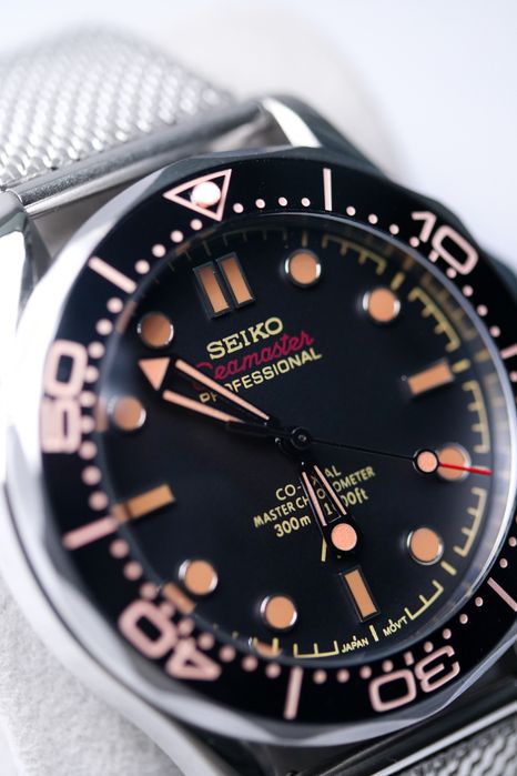 Zegarek Custom Mod Seamaster Black Orange 007 Seiko Mod