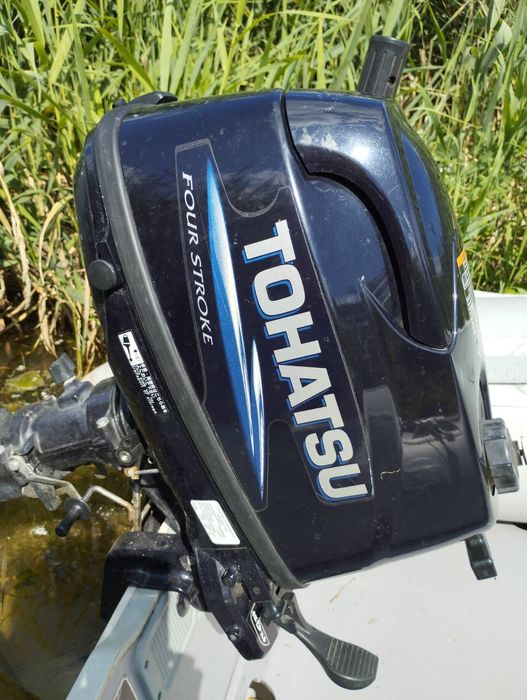 Silnik zaburtowy Tohatsu MFS 6 KM,  ponton, przyczepa