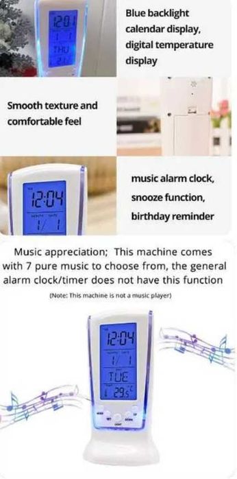 Stacja pogody budzik zegar elektroniczny termometr data led