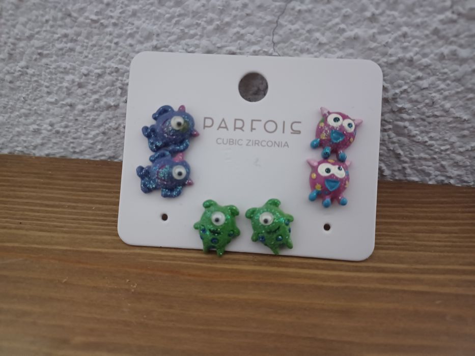 Conjunto de 3 pares de Brincos com Monstrinhos